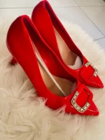 Crystal Pumps Pointed Toe Luxury Lady Low Heels