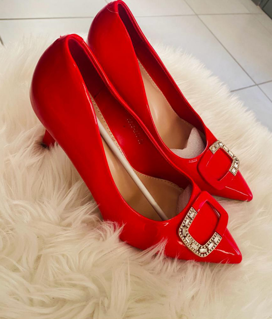 Crystal Pumps Pointed Toe Luxury Lady Low Heels