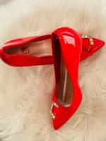 Crystal Pumps Pointed Toe Luxury Lady Low Heels