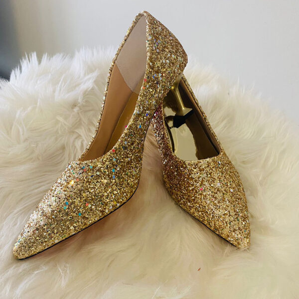 Crystal Gold High Heel Shoes Bonesh Style House